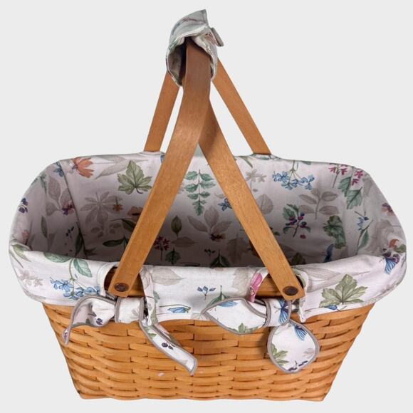 Longaberger Large Rectangle Swing Handled Basket Signed 2000 Botanical Fields - Picture 1 of 10